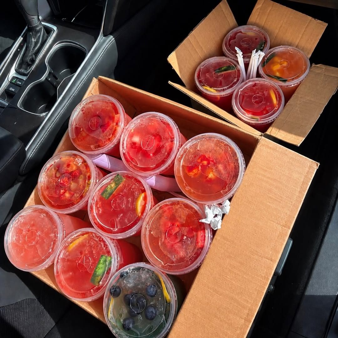 Coastal Sips Nutrition delivery box with store hours and address