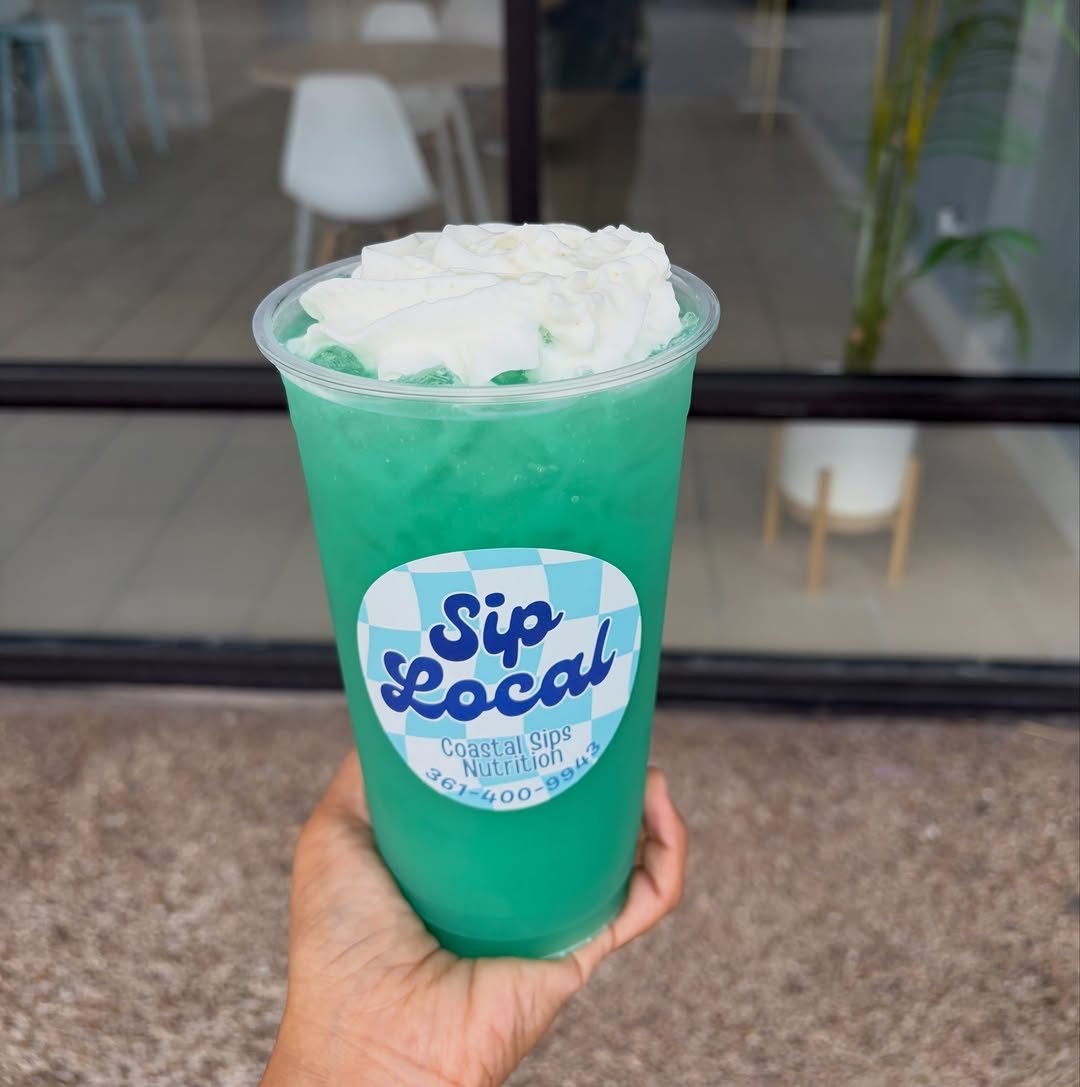 Weekend hours announcement with a Coastal Sips drink